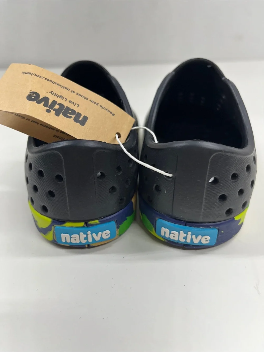 NWT Native Jefferson Marbled Shoes Jiffy Black Grasshopper Green Size C8